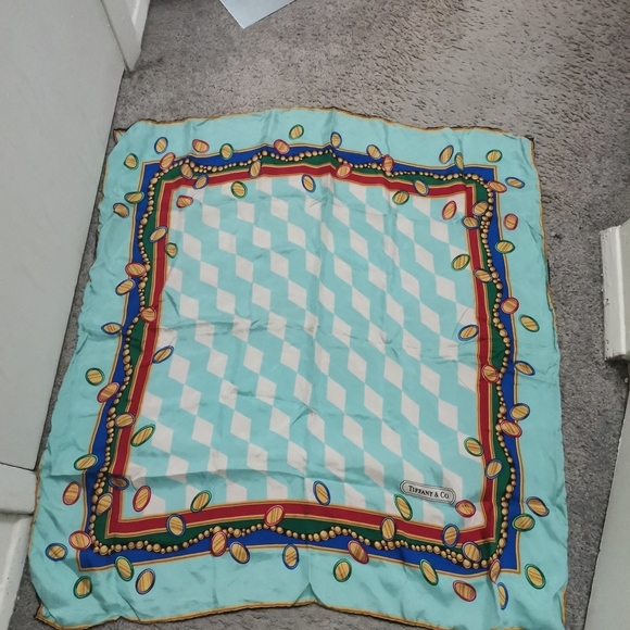 Tiffany Blue Geometric Silk Scarf